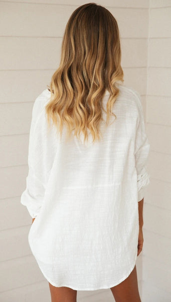 White Roll-Tab Button Down Shirt