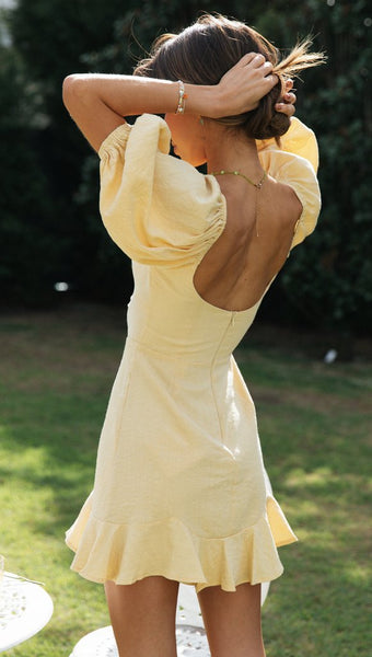 Yellow Cutout Bust Mini Dress