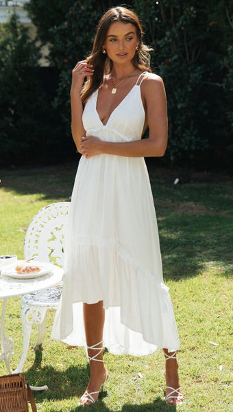 White High Low Backless Dress