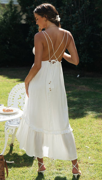 White High Low Backless Dress