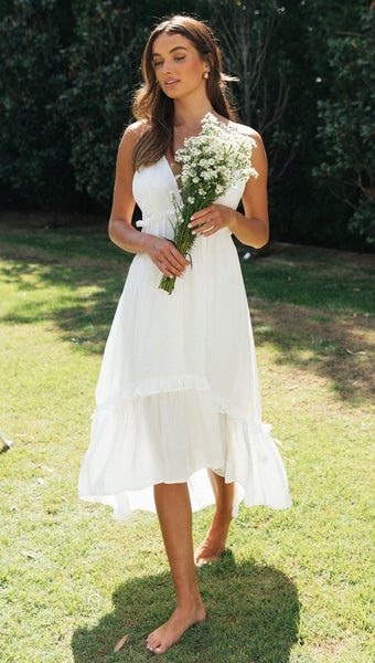 White High Low Backless Dress