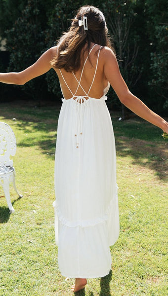 White High Low Backless Dress