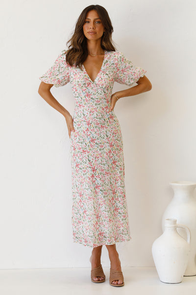 Pink Dainty Floral Midi Dress