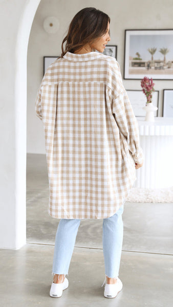Khaki Plaid Button Down Shirt