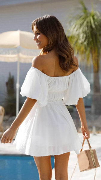 White Off Shoulder Mini Dress