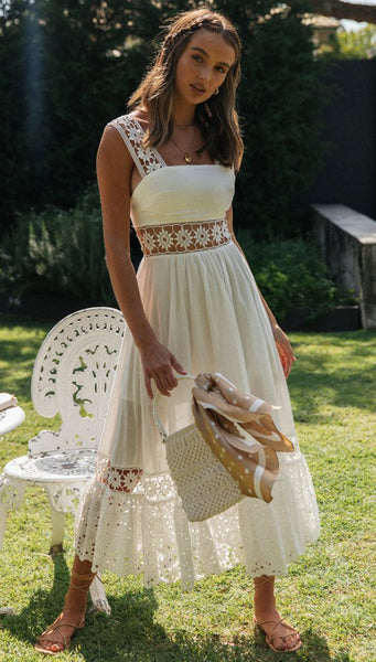 White Crochet Lace Insert Dress