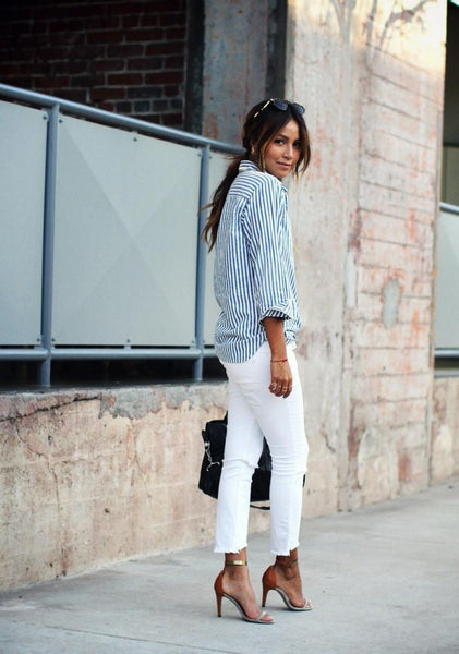 Classic Blue And White Striped Button Down Shirt