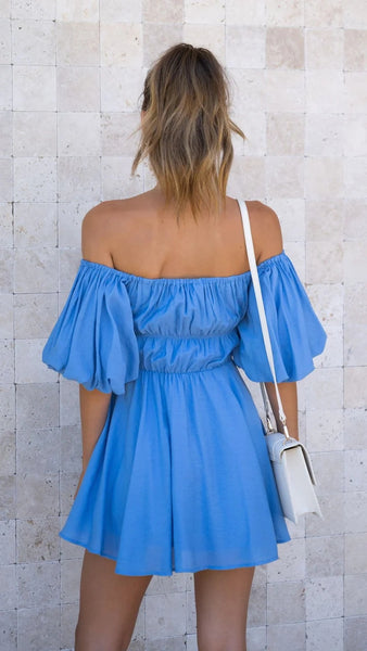Royal Blue Off Shoulder Mini Dress