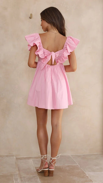 Blush Flare Cap Sleeves Mini Dress