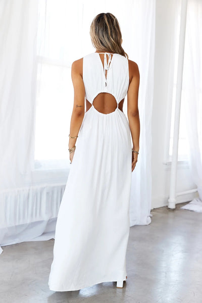White Cutout Sleeveless Maxi Dress