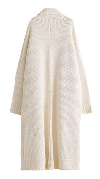 Gray Open Front Batwing Sleeve Chunky Longline Cardigan