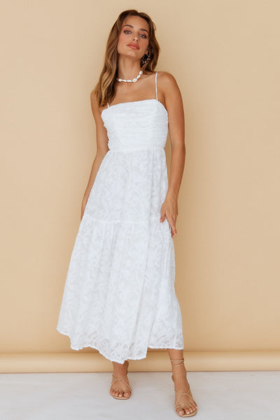 White Bowknot Back Slip Dress