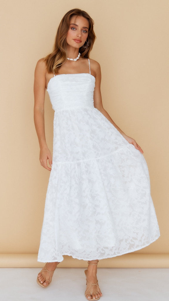 White Bowknot Back Slip Dress