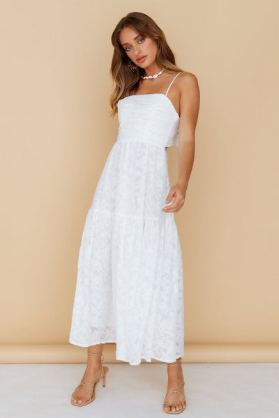 White Bowknot Back Slip Dress