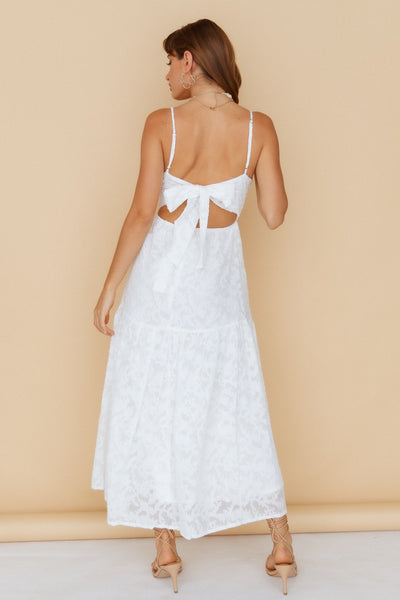 White Bowknot Back Slip Dress