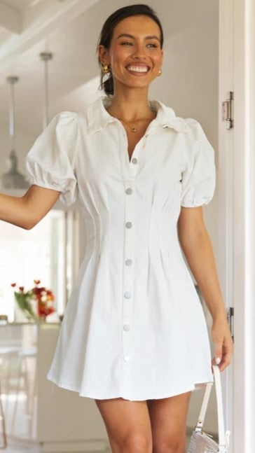 White Button Down Mini Dress