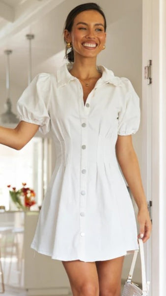 White Button Down Mini Dress