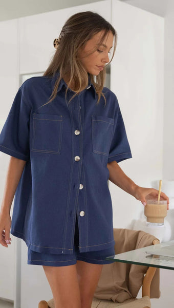 Blue Denim Short Sleeves Tee