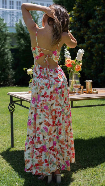 Hot Pink Floral Slip Midi Dress