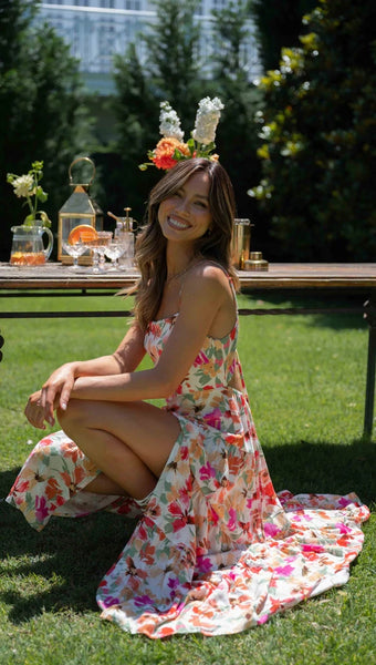 Hot Pink Floral Slip Midi Dress