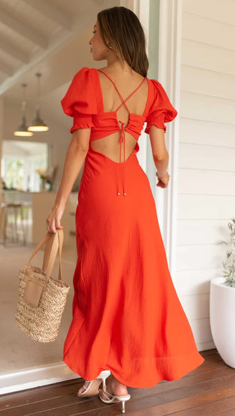 Orange Red Midi Dress