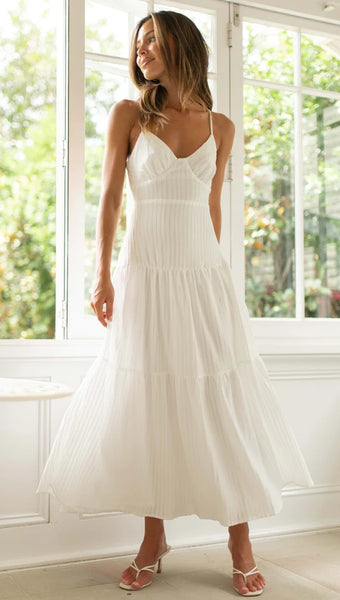 White Slip Babydoll Maxi Dress