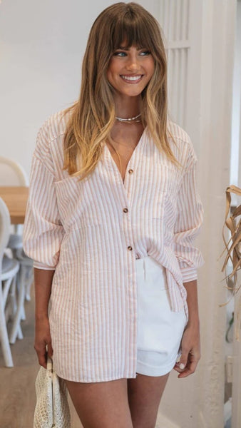 Blush Striped Button Down Shirt