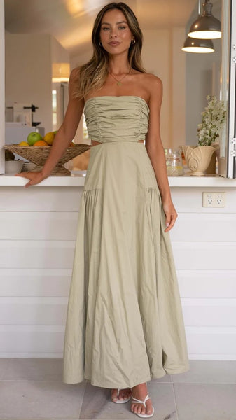 Green Strapless Maxi Dress