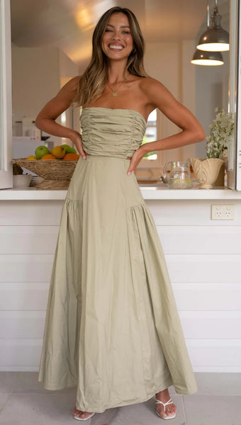 Green Strapless Maxi Dress