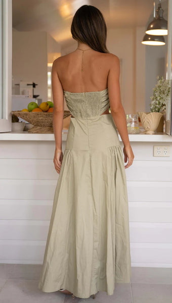 Green Strapless Maxi Dress