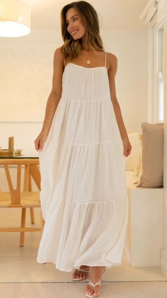 White Tiered Maxi Dress