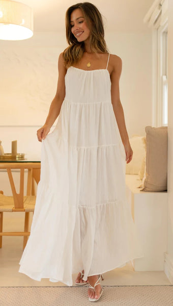 White Tiered Maxi Dress