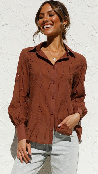 Brown Button Down Shirt