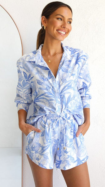 Blue Floral Button Down Shirt