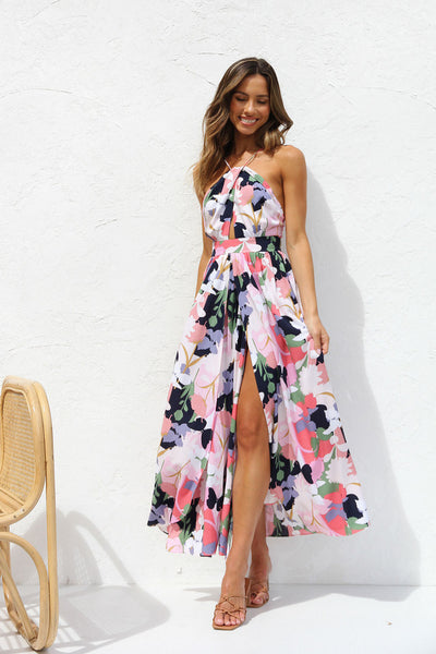 Multicolor Floral Sleeveless Midi Dress