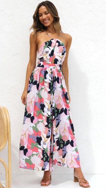 Multicolor Floral Sleeveless Midi Dress