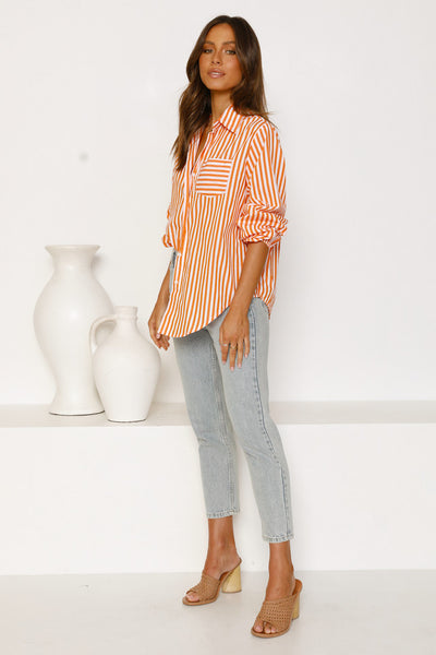 Orange Striped Button Down Shirt