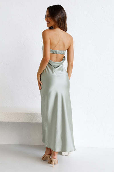 Grey Blue Bandeau Midi Dress