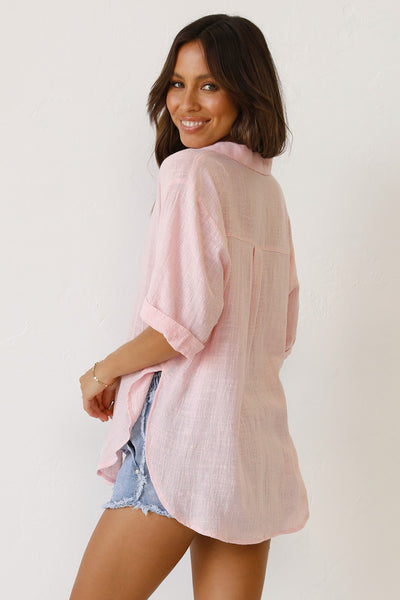 Blush Pink Button Down Tee