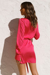 Fuschia Long Sleeves Mini Dress