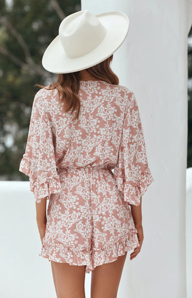 Blush Floral Waist Tie Mini Dress