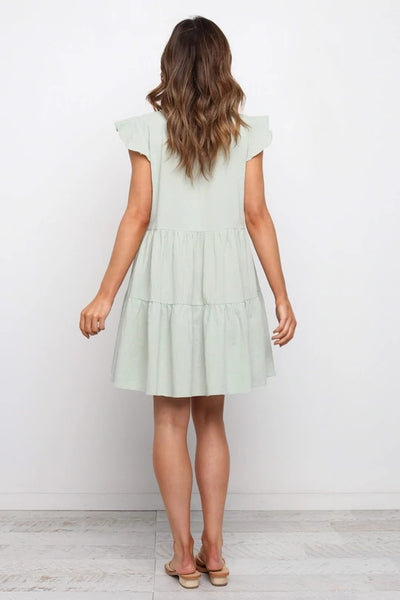 Mint Green Cap Sleeves Babydoll Dress