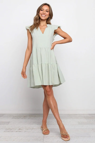 Mint Green Cap Sleeves Babydoll Dress