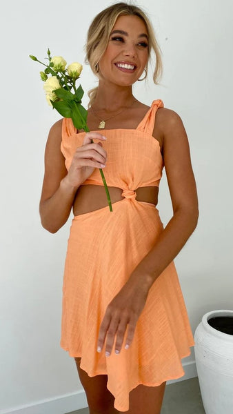 Orange Knot Mini Dress