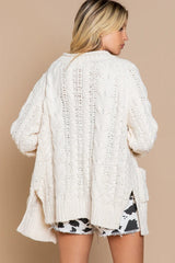 Beige Cable Knit Cardigan