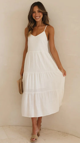 White Slip Midi Dress