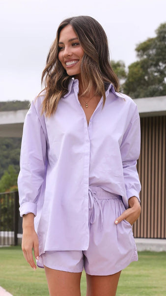 Purple Oversized Button Down Shirt