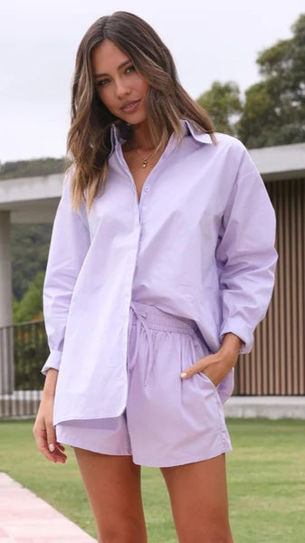 Purple Oversized Button Down Shirt