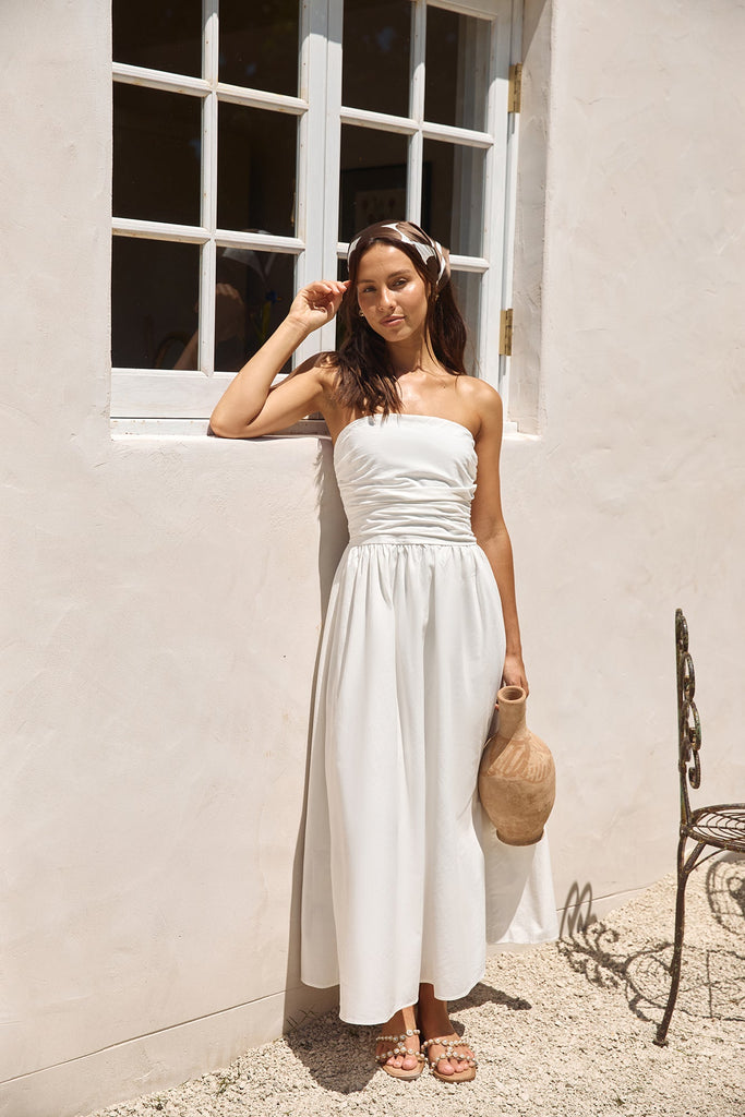 Deep Breaths Strapless Maxi Dress White Gabi Swimwear Deep Breaths Strapless Maxi Dress White Gabi Swimwear