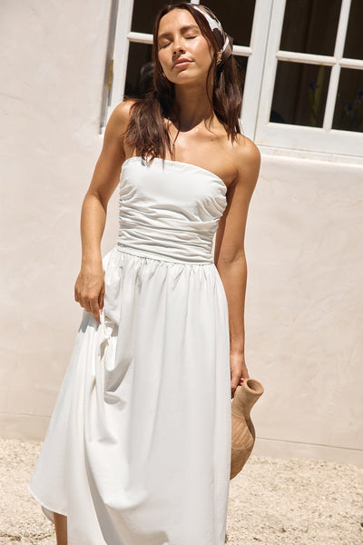 Deep Breaths Strapless Maxi Dress White